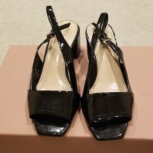 Franco Sarto Glossy Black Slingback Heels Preloved Size 6 Callout